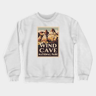 Wind Cave National Park Retro Poster Crewneck Sweatshirt